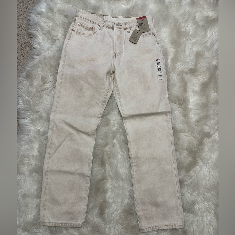 NWT Levi's 501 Women's high rise Straight Leg Jeans size 29X30 cloudy safari tan